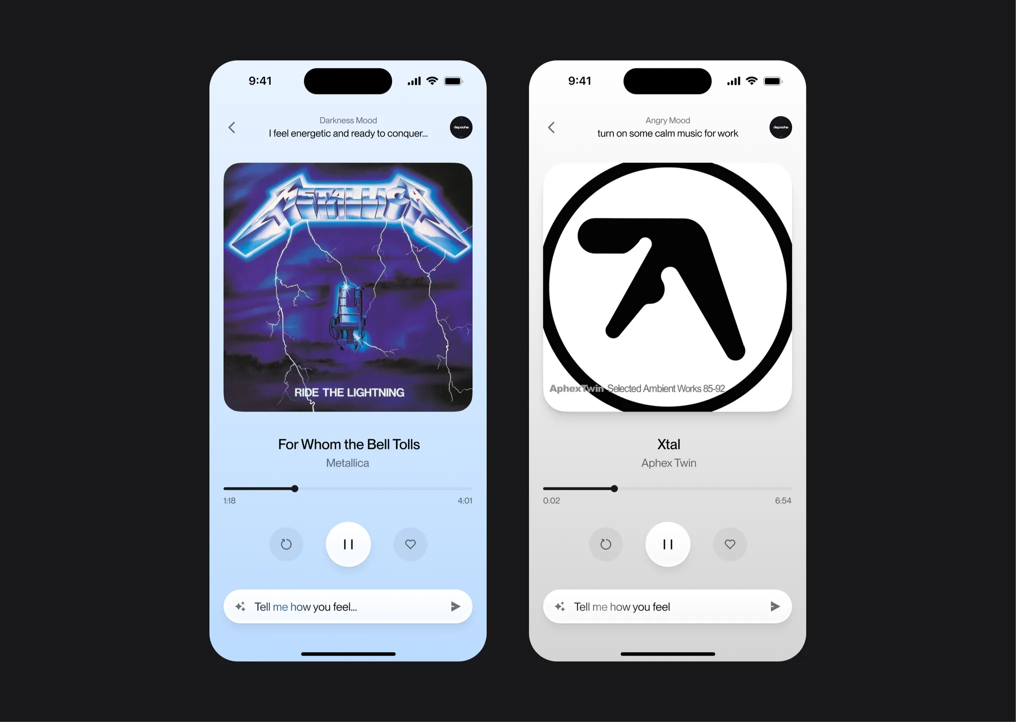 Music player app screens